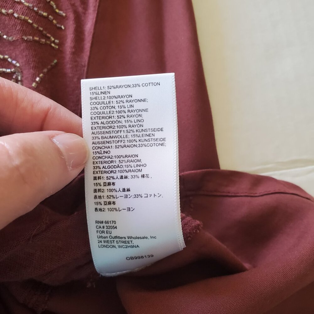 Anthropologie Alison Small Beaded Tank Top Chocolate Brown Embellished Leaves - Picture 12 of 16